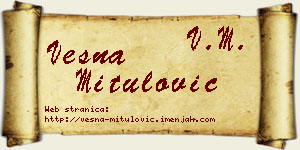 Vesna Mitulović vizit kartica